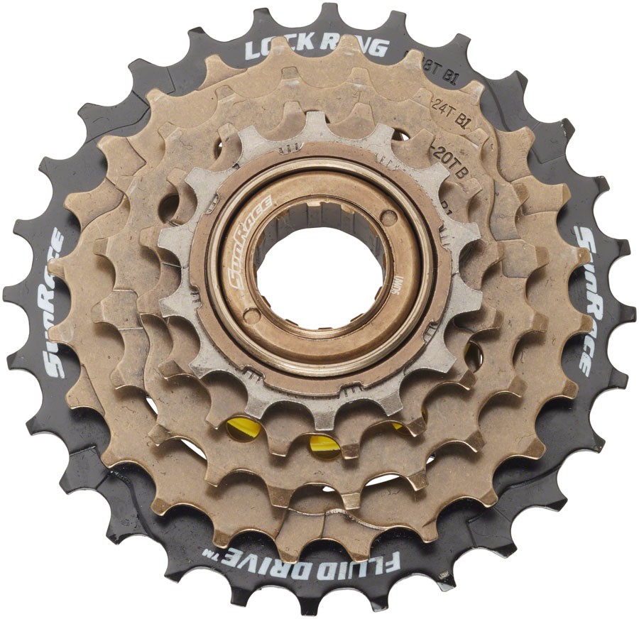 SunRace M2A 2S6 Freewheel – 5-Speed, 14-28t, Black/Brown