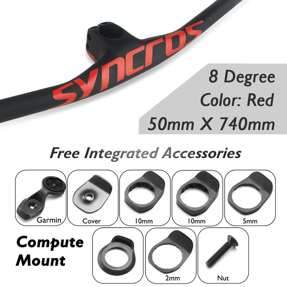 8 Degree With Stem 30/40/50mm Carbon Fiber Mountain Bike Integrated Handlebar