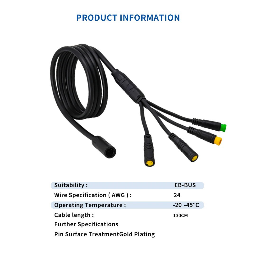 1T4 Waterproof Extension Cable 120cm for Bafang BBS01 BBS02 BBSHD Mid Motor