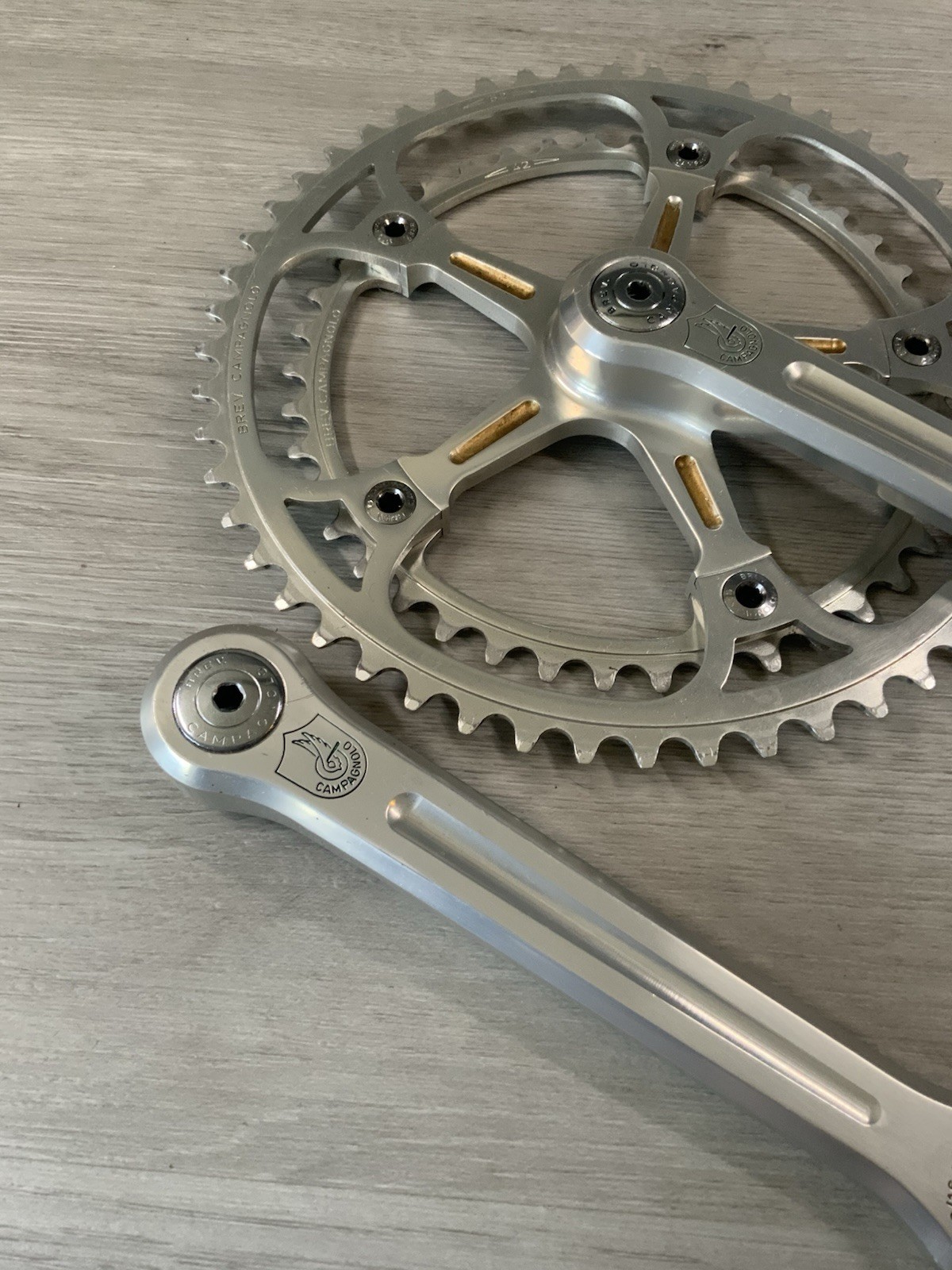 CAMPAGNOLO SUPER RECORD CRANKSET DOUBLE 52-42 TOOTH 170 MM ARMS RECORD CAPS