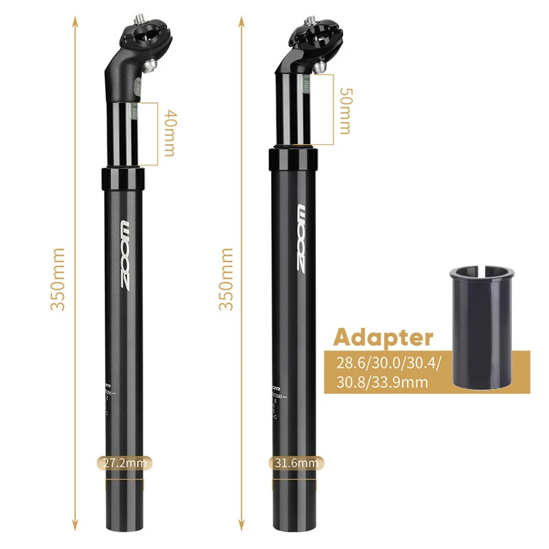 ZOOM Bike Suspension Seatpost 27.2-33.9mm MTB Shock Absorber Seat Post 350mm