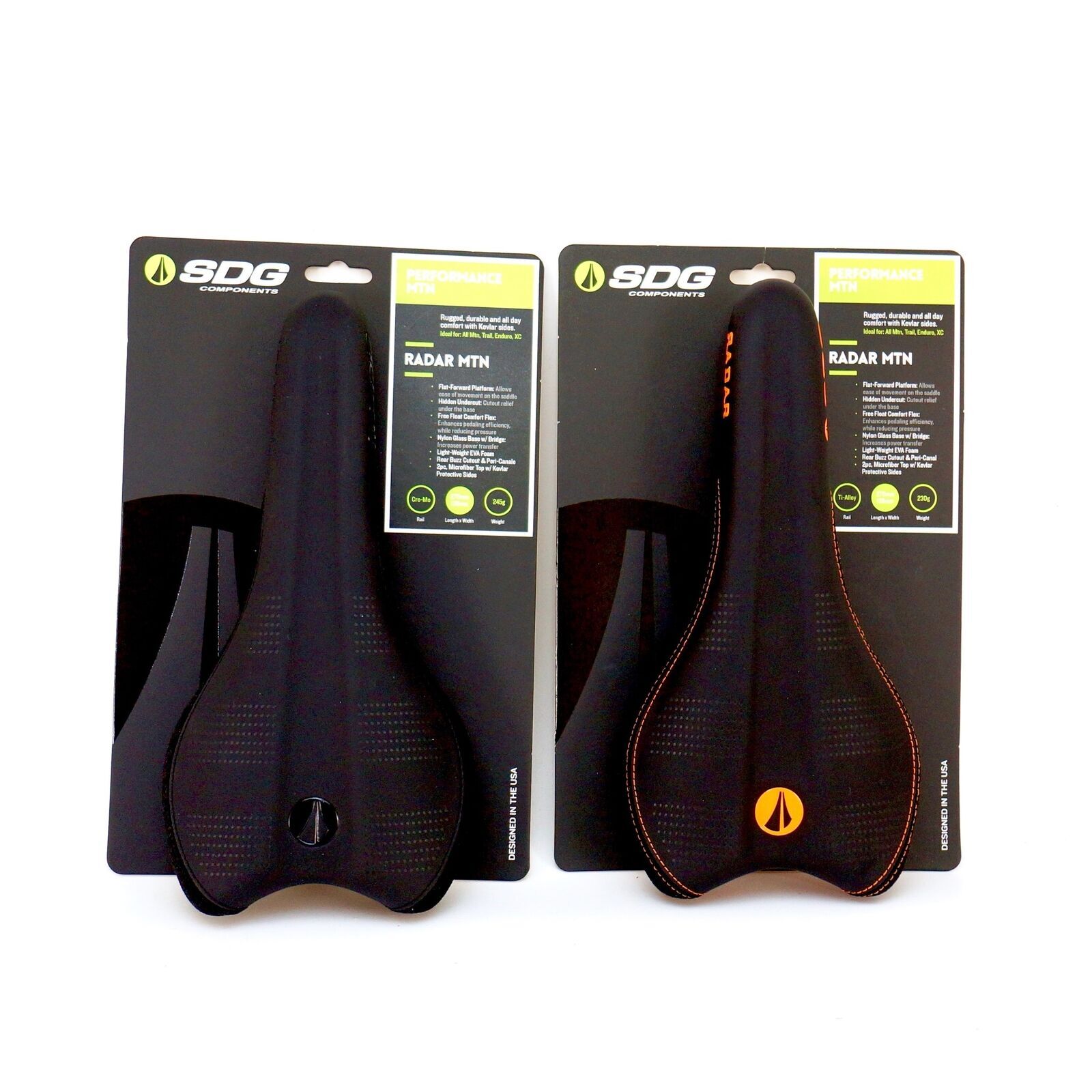 SDG Radar MTN 270x138mm Road MTB Bicycle Saddle Rail: Ti-Alloy or Cr-Mo