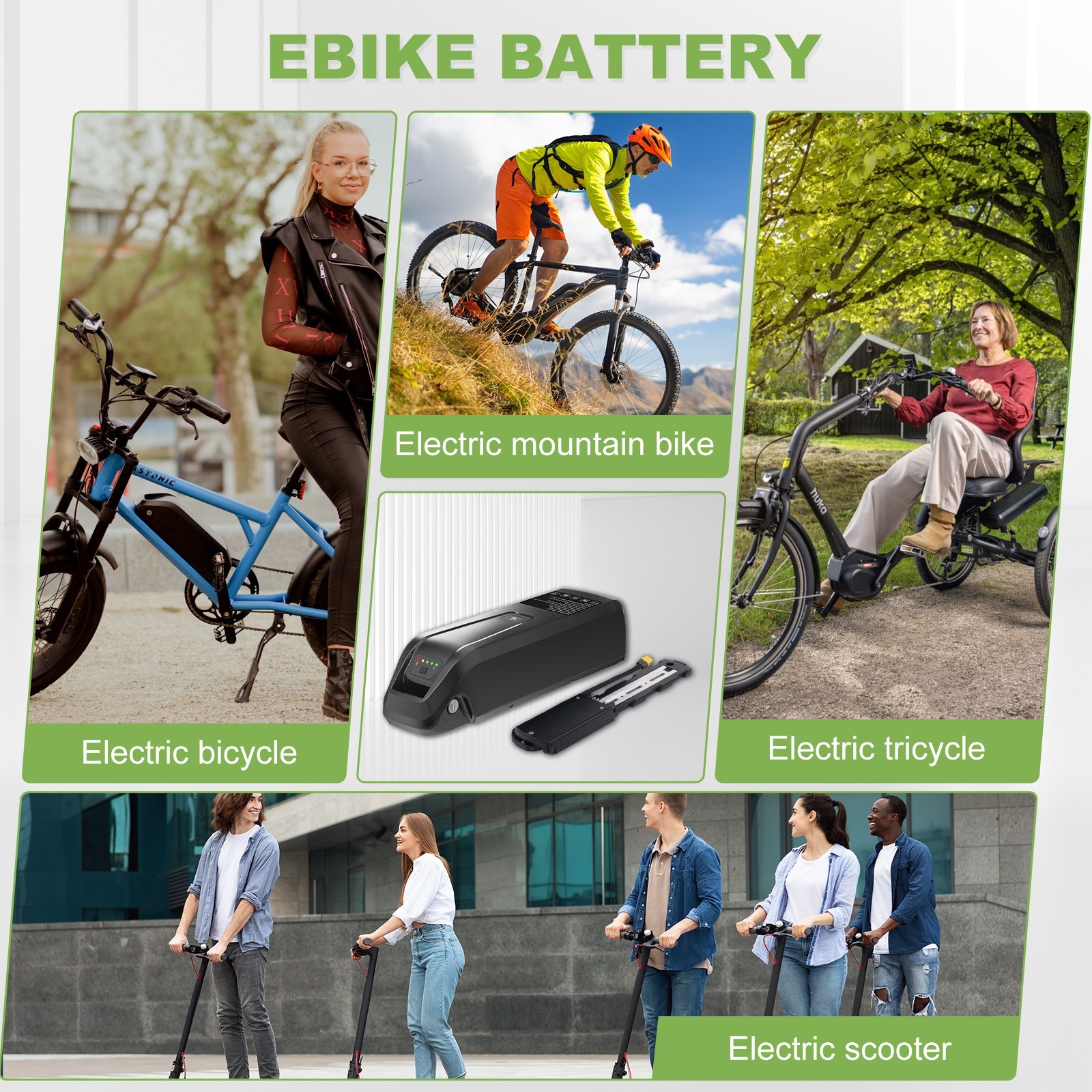 UUG 4PIN Ebike Battery 48V 10Ah 20Ah Electric BiKE Battery Black US