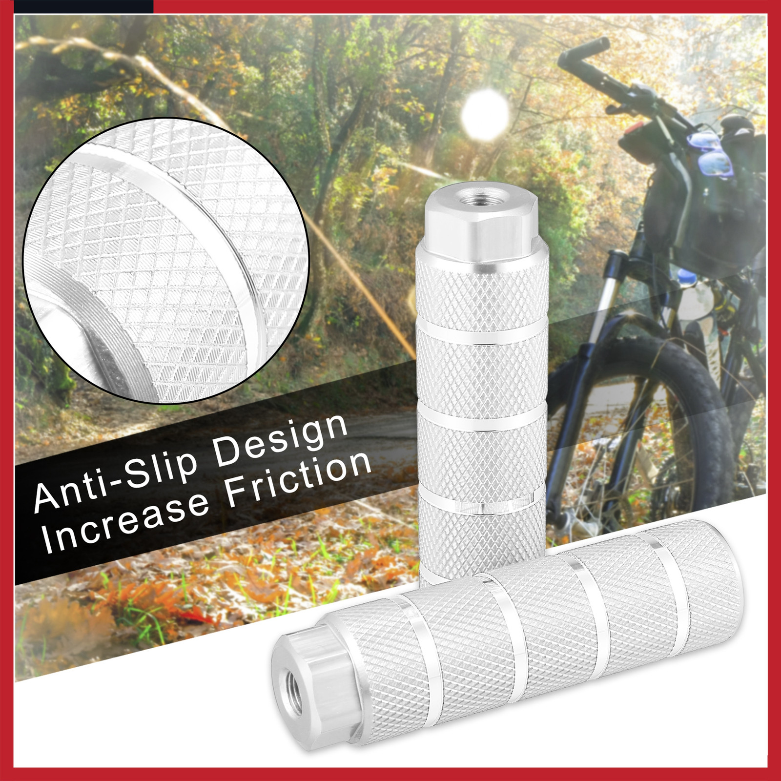 4Pcs Aluminum Alloy BMX MTB Bike Rear Foot Peg Silver Tone For 3/8 Inch Axle