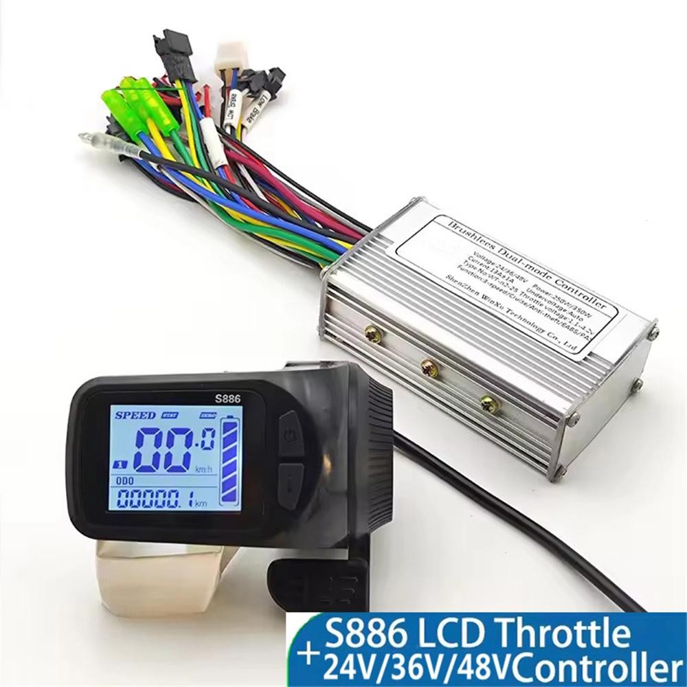 E-Bike Controller 250W-350W 24V/36V/48V/60V S886 Display Thumb Throttle SUK