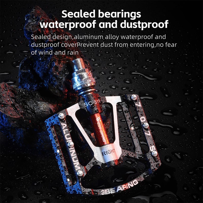Quick Release Bicycle Pedals 3 Sealed Bearing Aluminum Bike Pedals Black a Pair