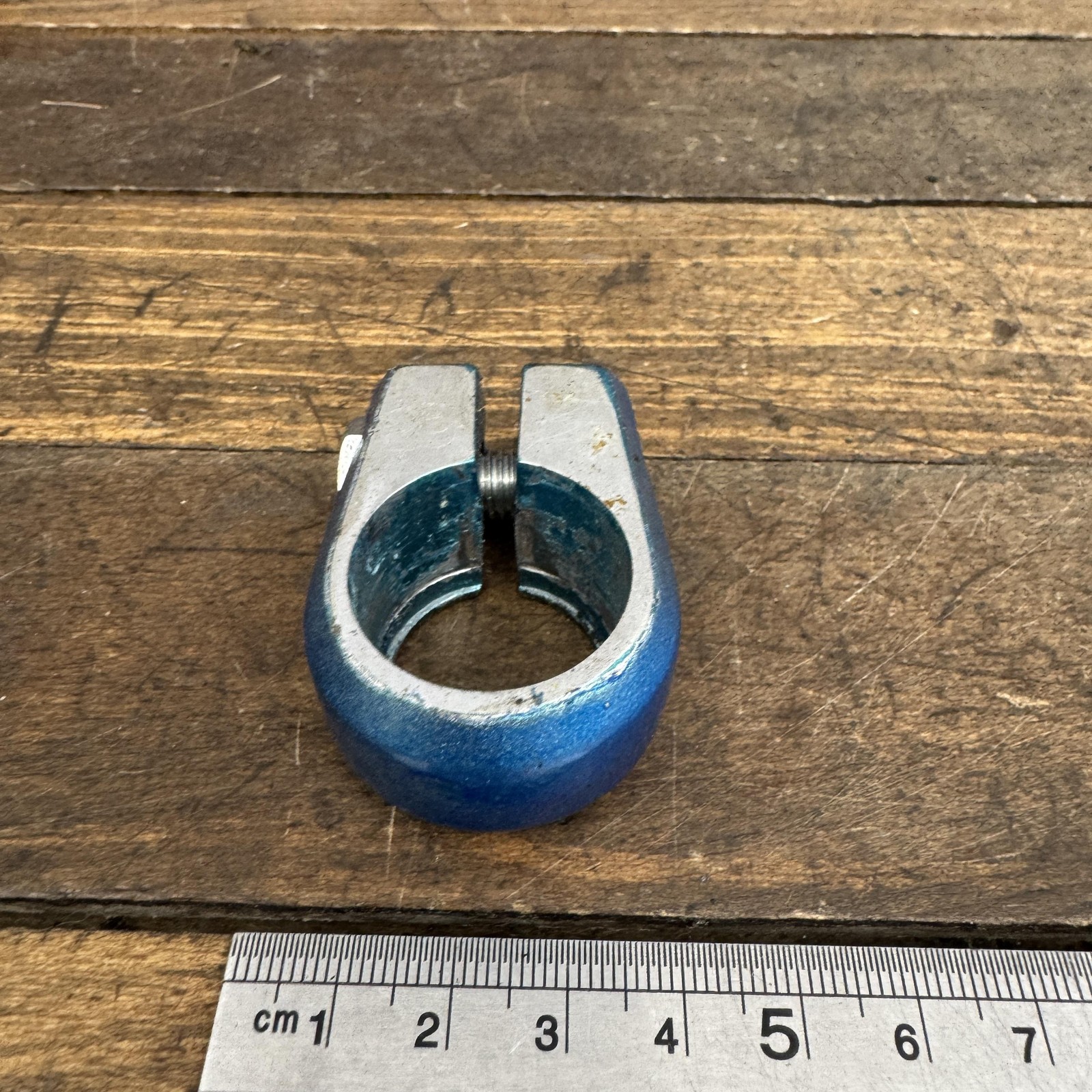 Vintage SR BMX Bicycle Seatpost Clamp 25.4mm Blue 80s Alloy Old School Painted