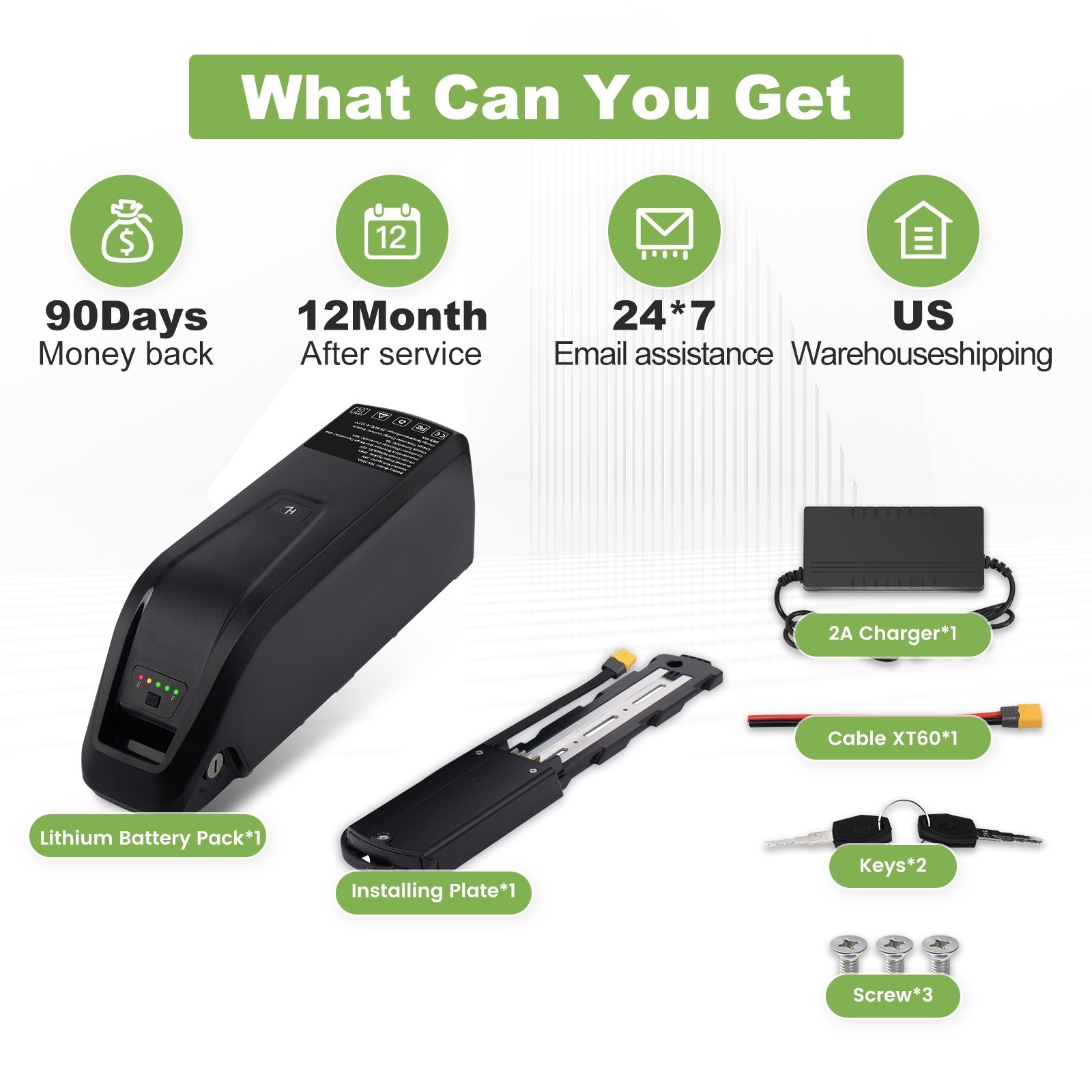 UUG 36V 20Ah Lithium Ebike Battery for Electric Bike Battery ≤1200W Motor 4Pin