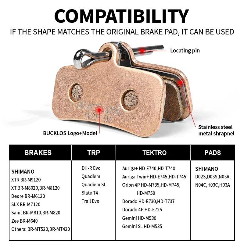 Sintered-Metal MTB Brake Pads for D02S N03A Bicycle Hydraulic Disc Brake Pads Me