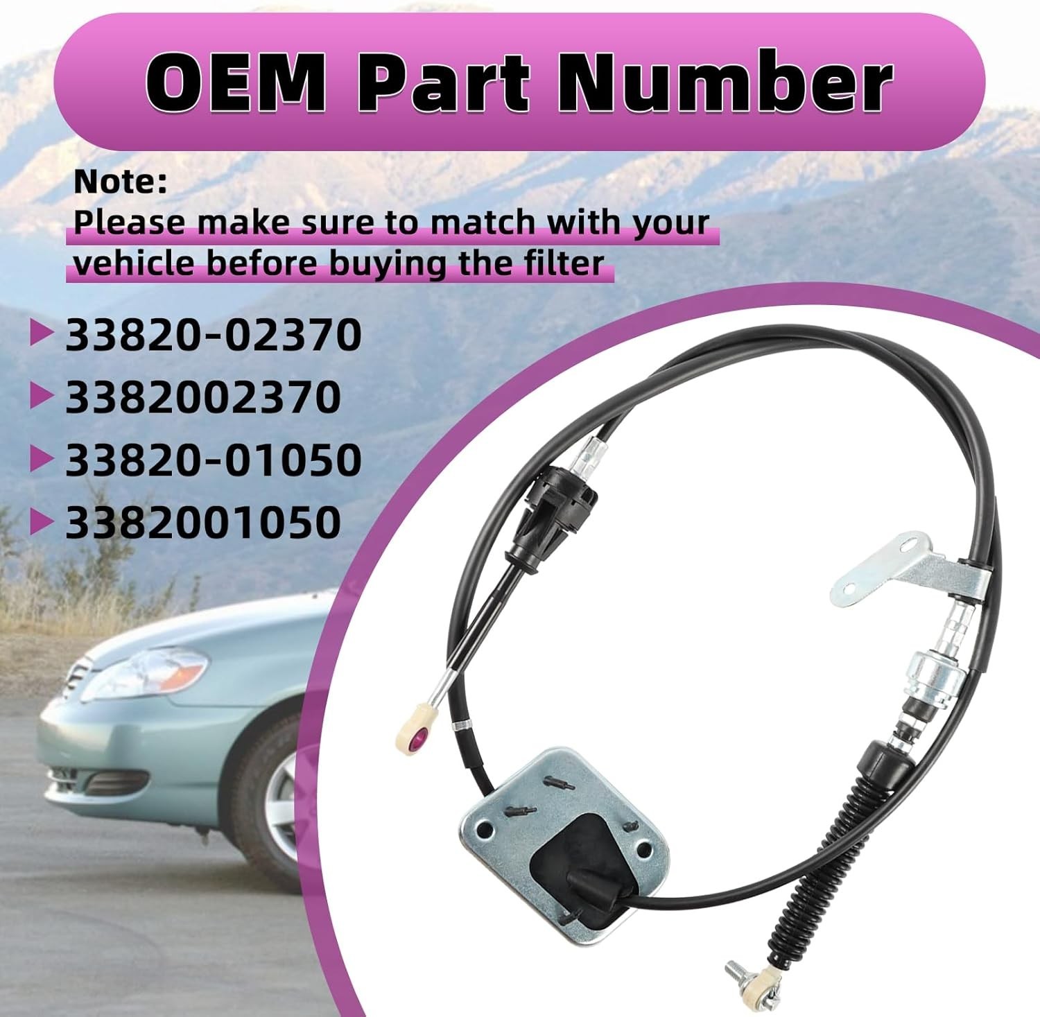 Automatic Transmission Shift Control Cable 33820-02370 33820-01050 Compatible