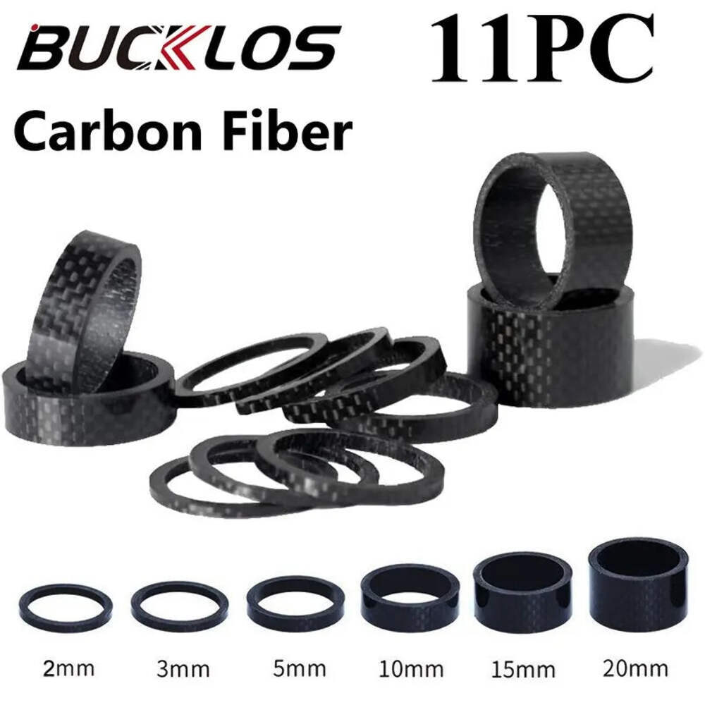 11PCS BUCKLOS Bicycle Carbon Fiber Spacer 2/3/5/10/15/20mm MTB Headset Washer 28