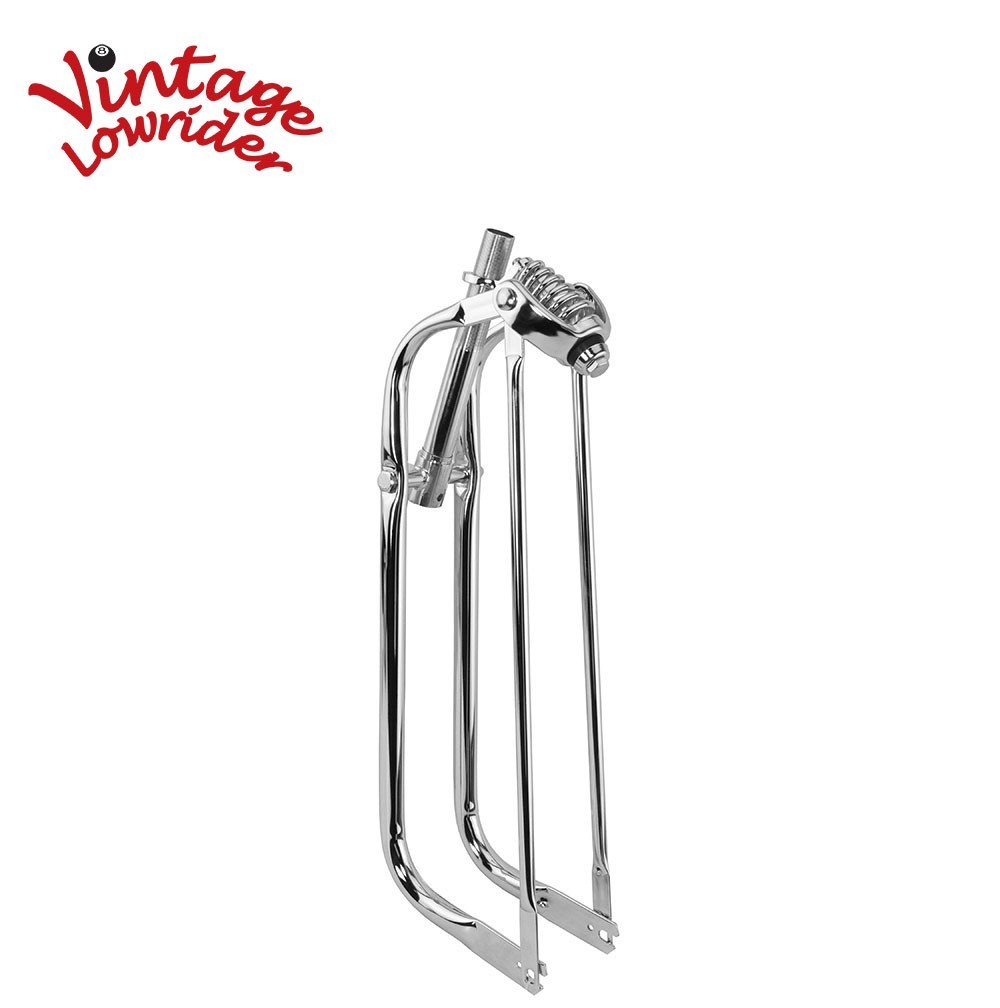 Vintage Lowrider 26″ Spring Fork Chrome Steel 1 Inch Threaded Bike Fork 3/8 Axle