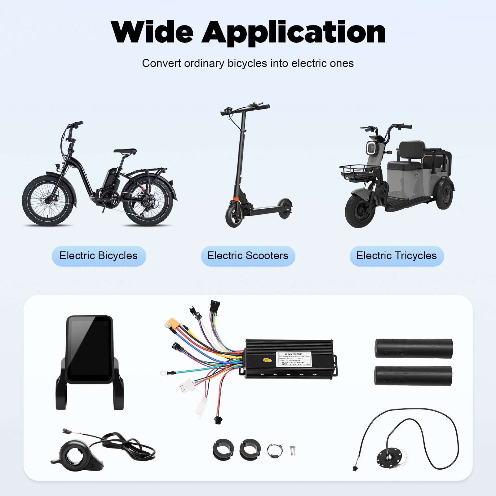 1200W 48V Electric Bicycle eBike Scooter Brushless Controller Kit LCD Display