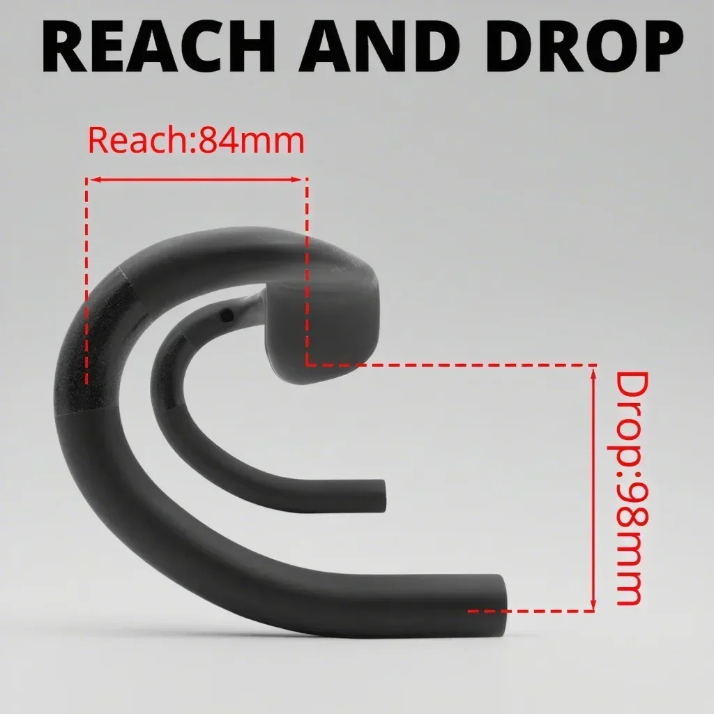 Road Bike Carbon Handlebar Internal Routing 30mm Rise 400-440mm Width Bent Bar