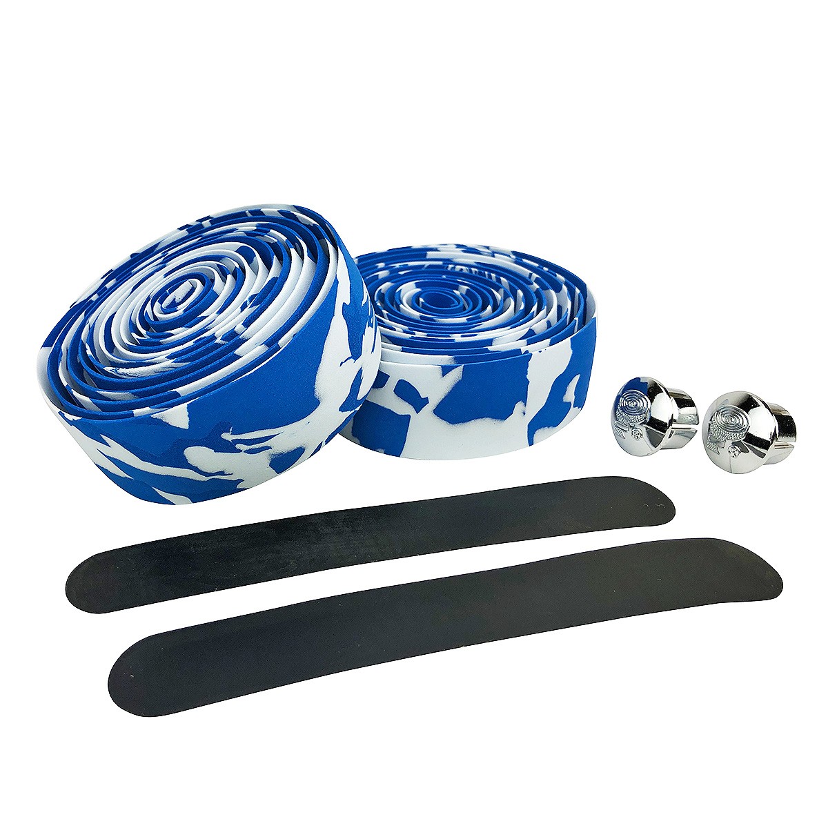 Blue – White Camouflage EVA Road Bike Handlebar Tape, Cycling Wraps w/ End Caps