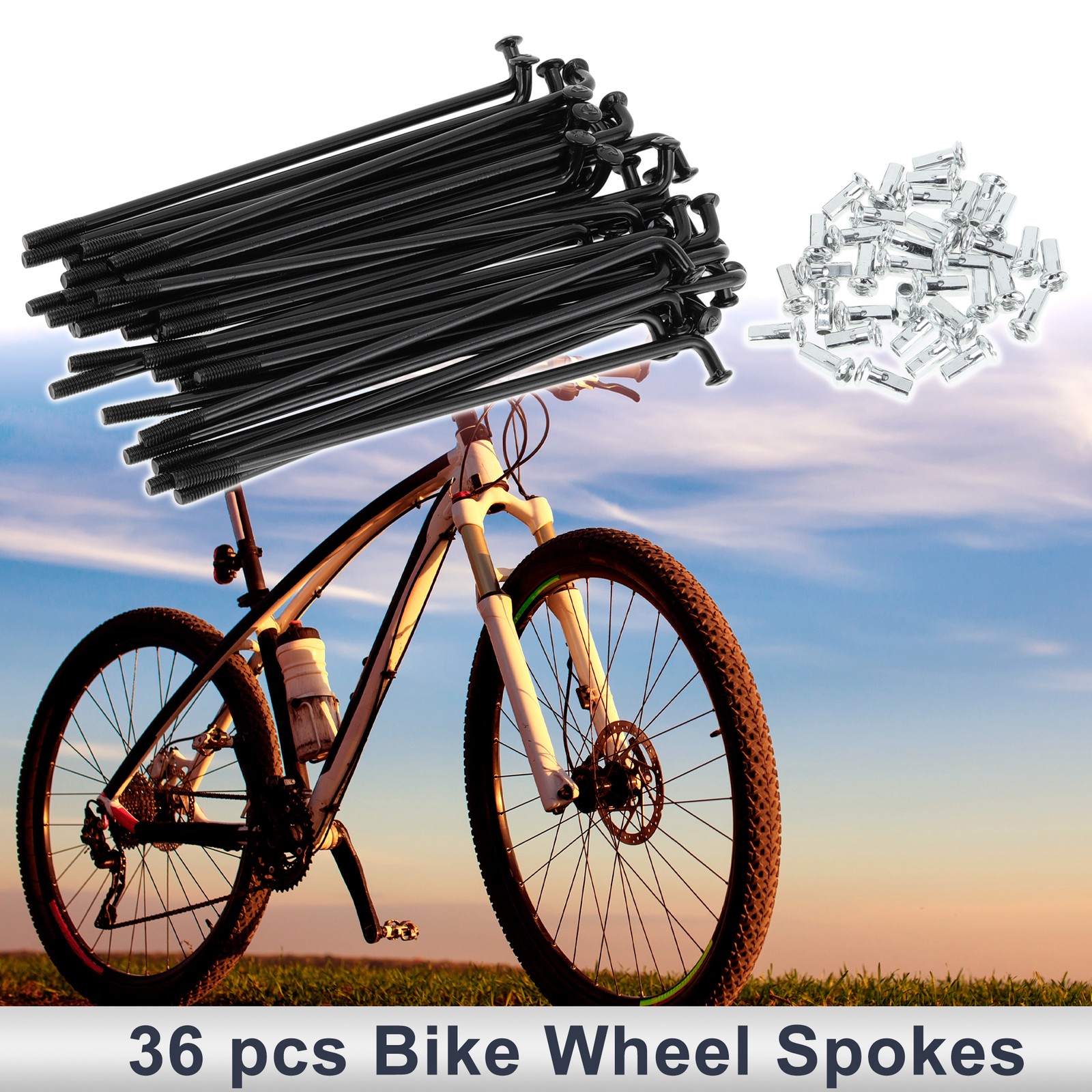 1 Set 12G 97mm Length Bicycle Spokes Nipple Carbon Steel Black Universal