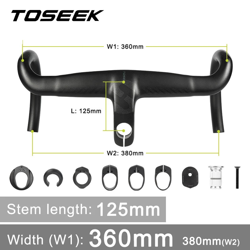 Road Bike Carbon Integrated Handlebar DI2 Full Internal Cable Routing Bent Bar