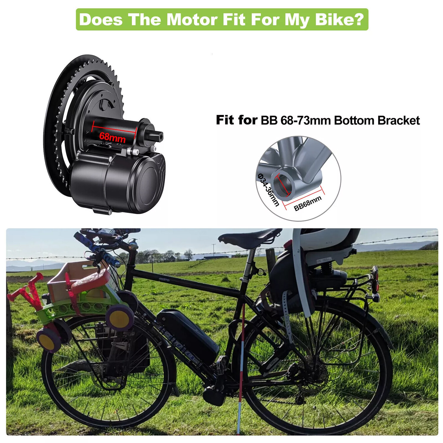 Tongsheng 48V 750W Mid Drive Motor Torque Sensor Electric Bike Conversion Kit US