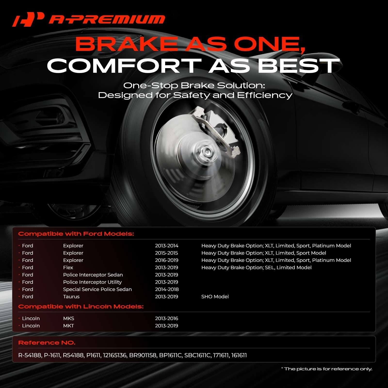 A-Premium 13.86 inch (352mm) Front Vented Disc Brake Rotors + Ceramic Pads Ki…