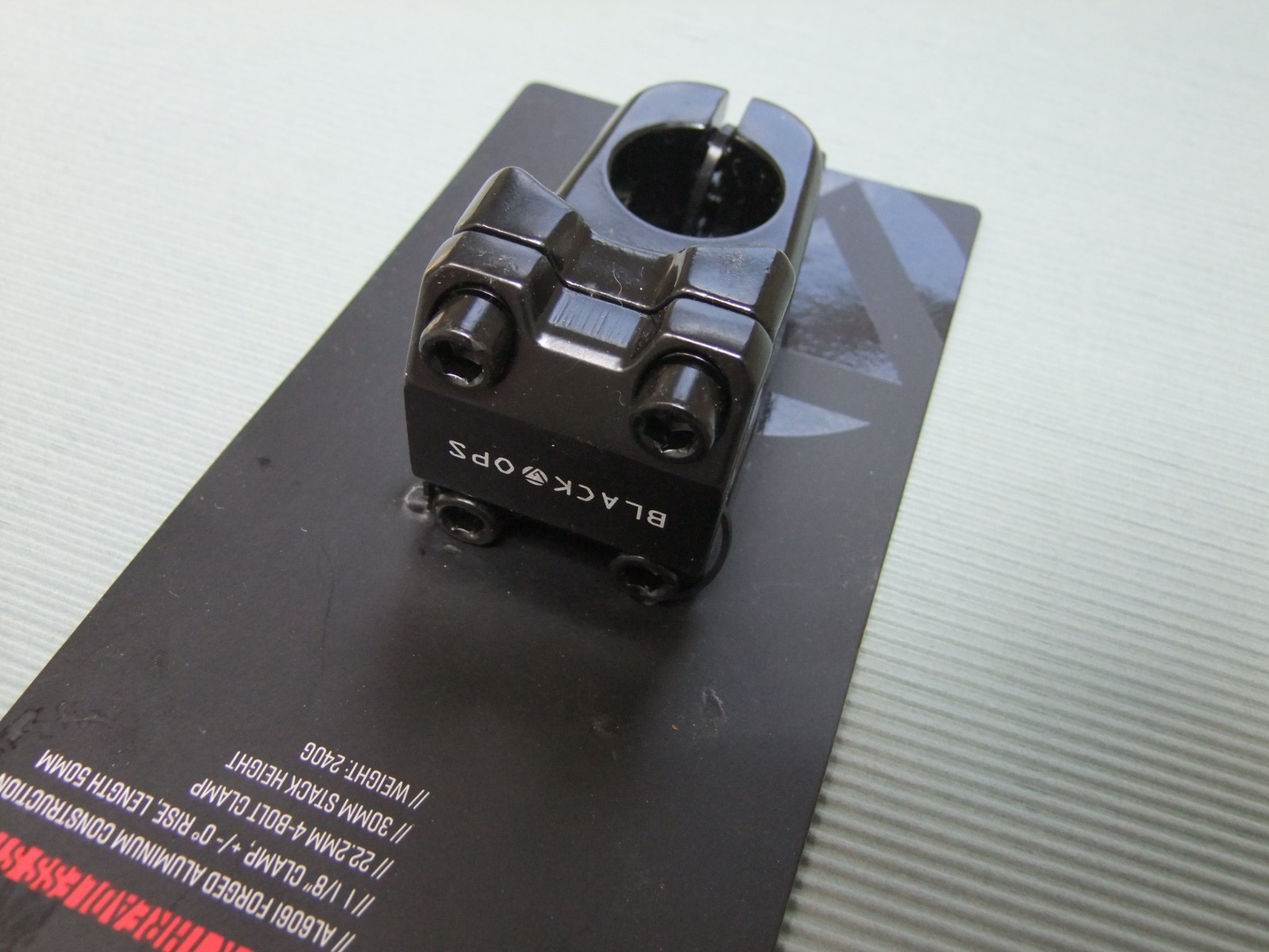 Black Ops Front Load Elevated 1-1/8 inch Threadless Stem for BMX bicycle