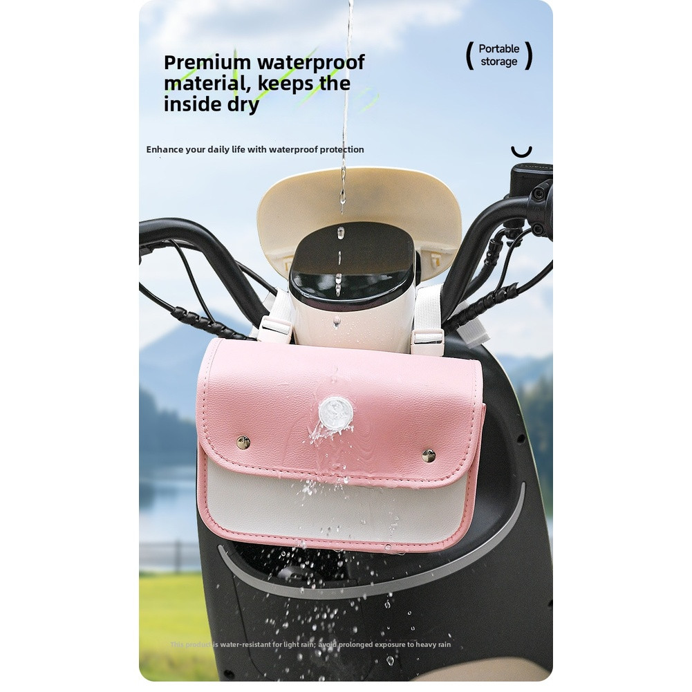 Waterproof Bike Handlebar Pouch 9.65 x 4.33 x 6.69 in Leather Design for E-Bike