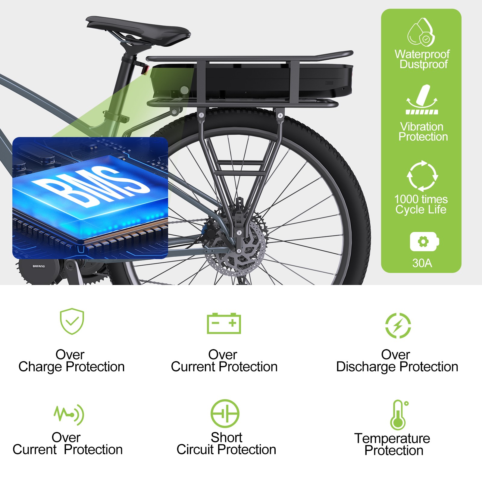 48V Electric Bicycle Ebike Lithium Battery Rechargeable 18.2Ah