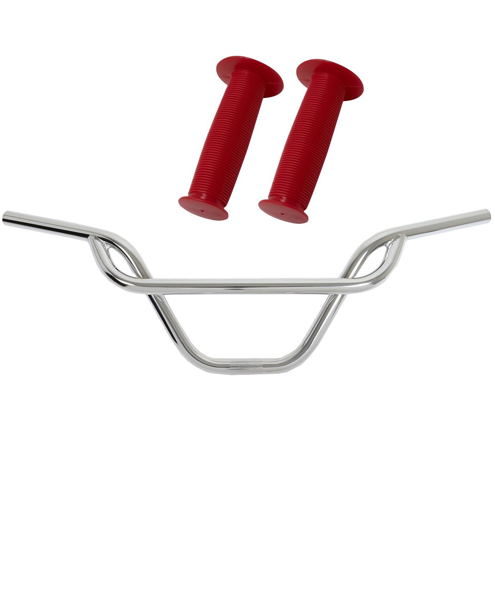 PRO+ 325 Chrome Handlebar & Red Mushroom Grips