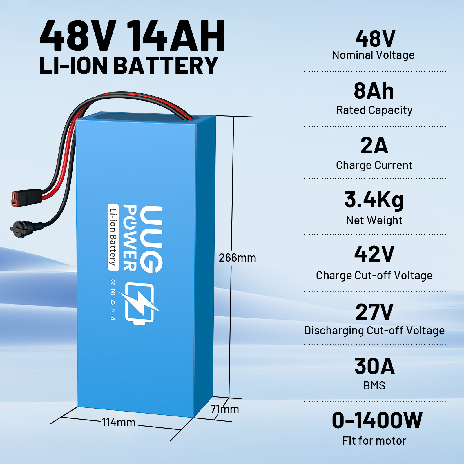 48V 14Ah Lithium ebike Battery for 200W-1200W ebike Bicycle Electric 30A