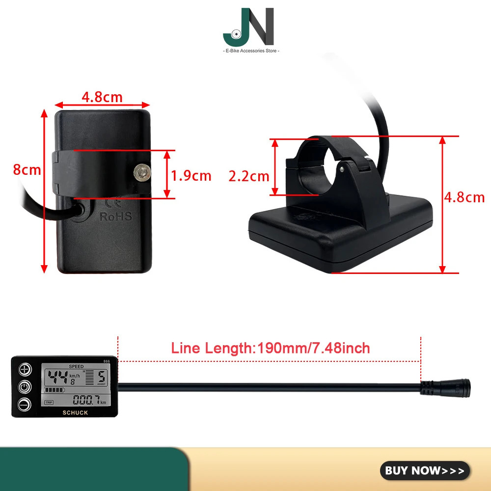 Octagonal Shuke S866 LCD Display with 5-pin Waterproof Female Connector