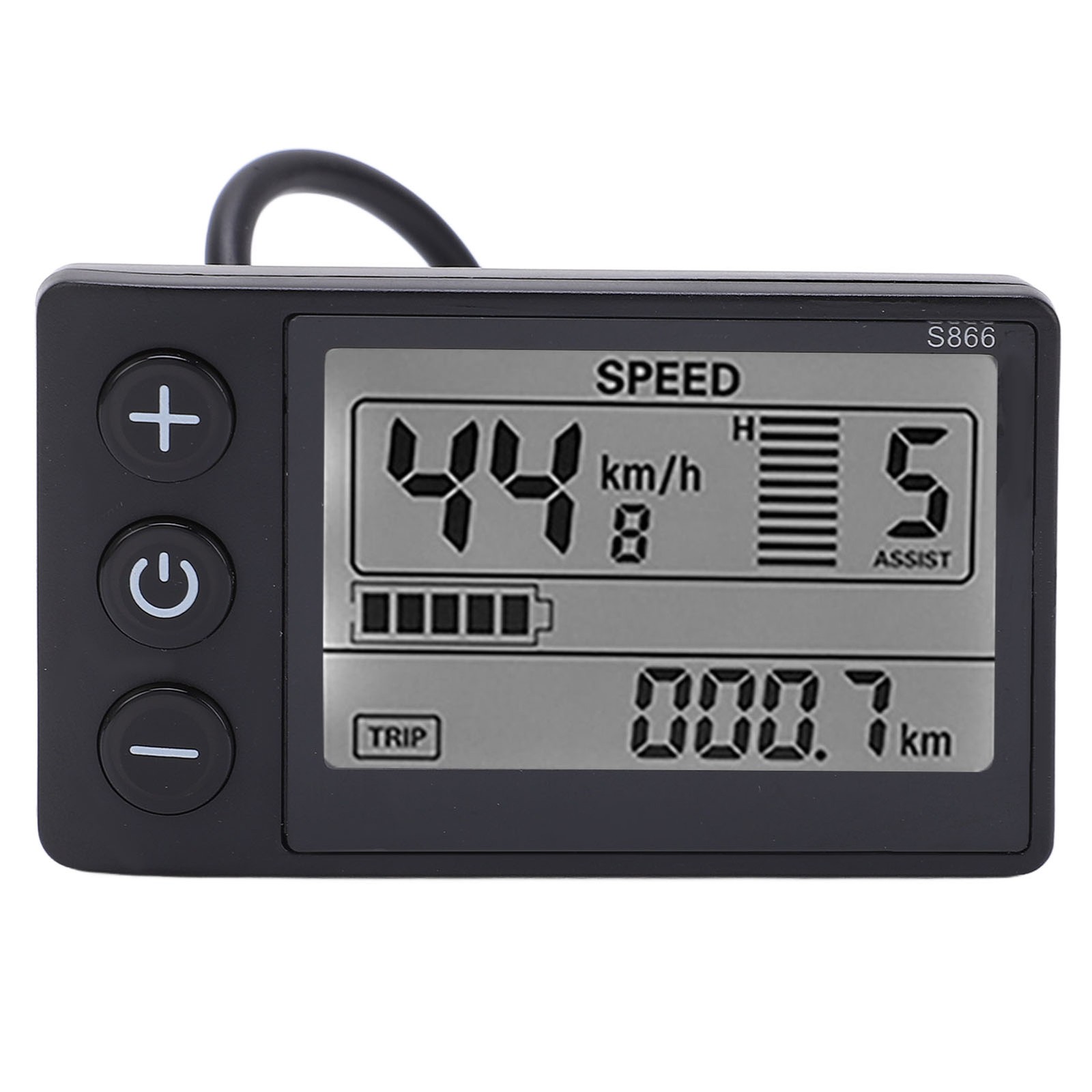 S866 LCD Display Large Clear Screen 22.2mm Handlebar Mount E-Bike Speedometer