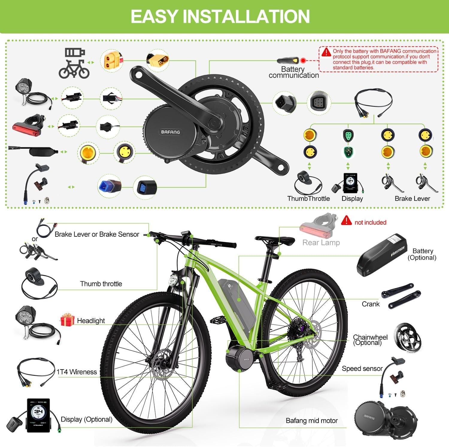 Bafang BBS02B 36V500W68-73 mm Mid Drive Motor eBike DIY Conversion Motor Kits