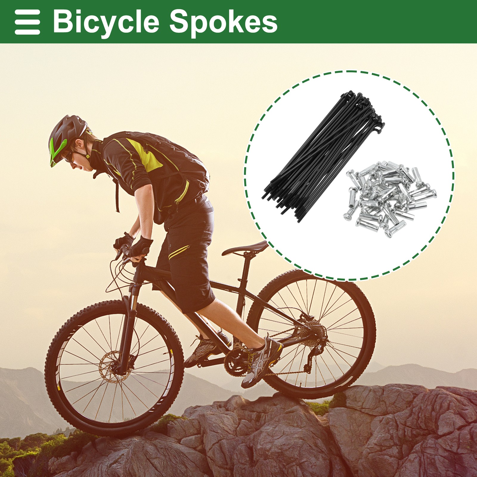 1 Set 14G 97mm Length Bicycle Spokes Nipple Carbon Steel Black Universal