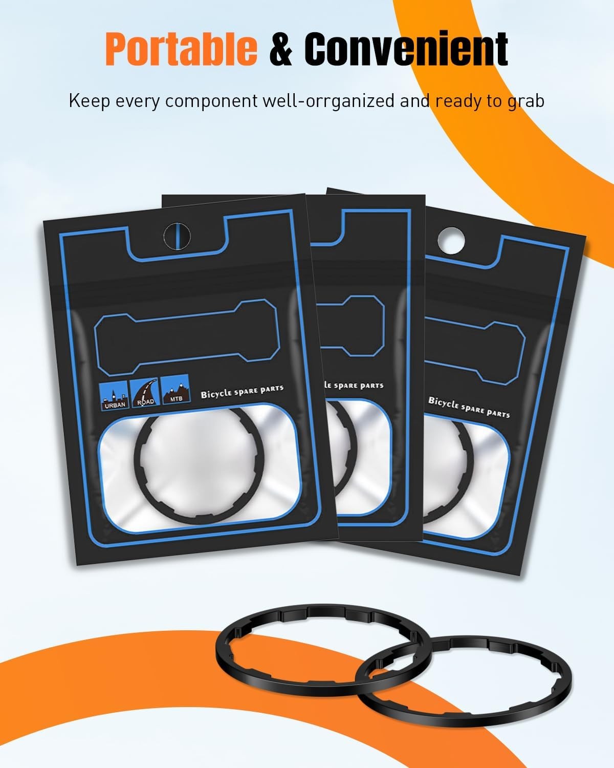 Pawfly 9 Pcs Bike Cassette Spacer Kit, Aluminum Alloy Flywheel Hub Washer for 7/