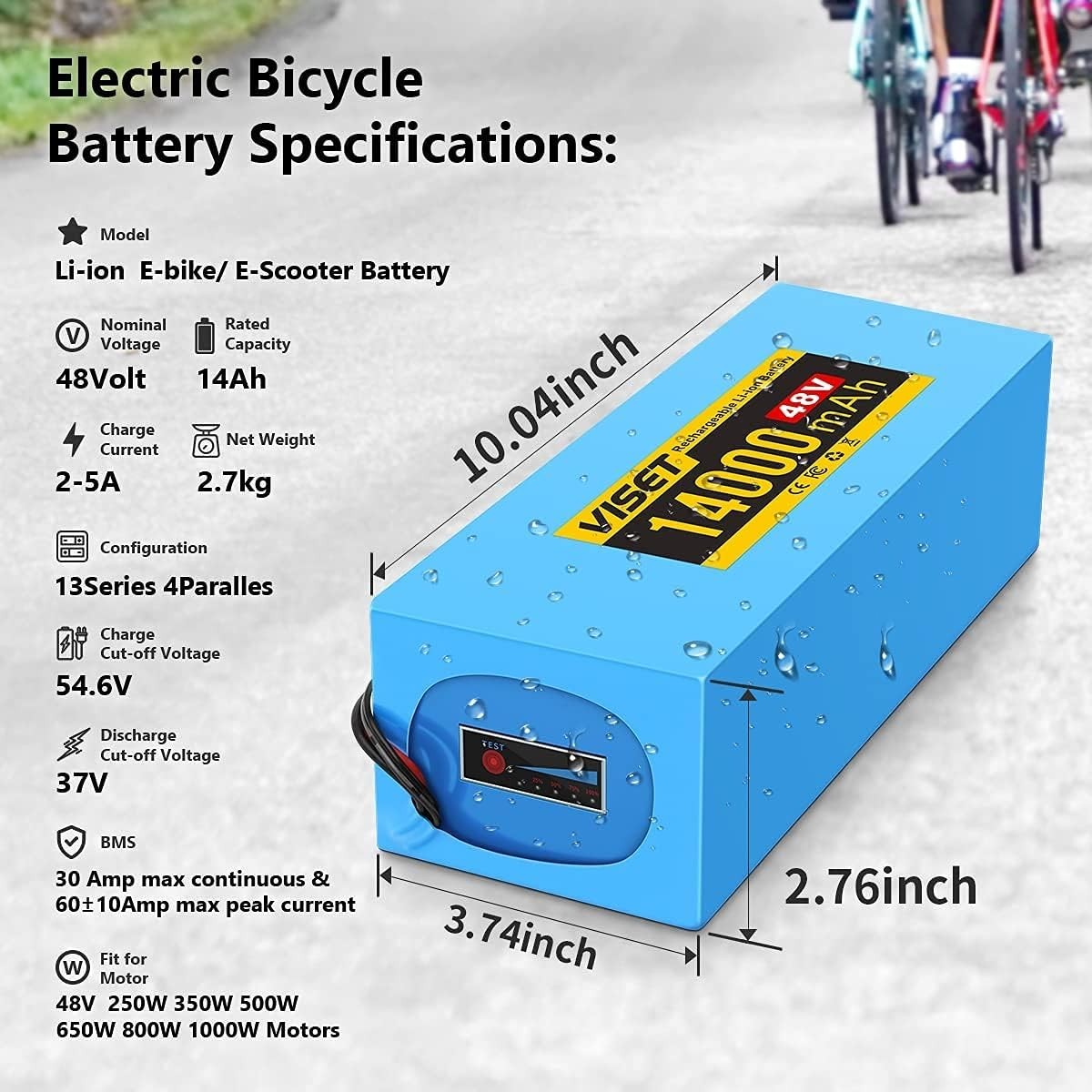 48V 14Ah Ebike Battery Lithium ion Battery for 200W-1000W Electric Bicycle