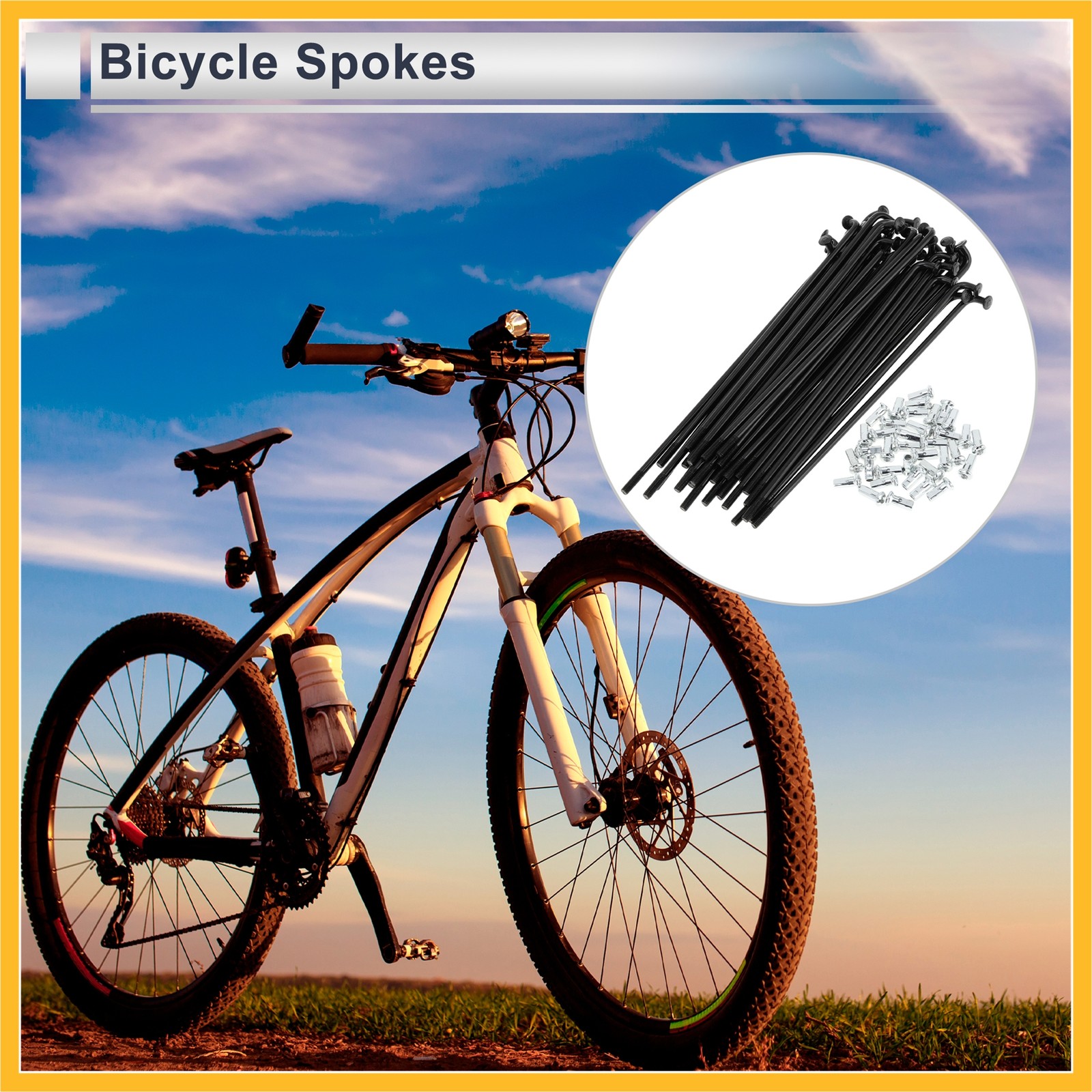 1 Set 12G 114mm Length Bicycle Spokes Nipple autobon Steel Black Universal