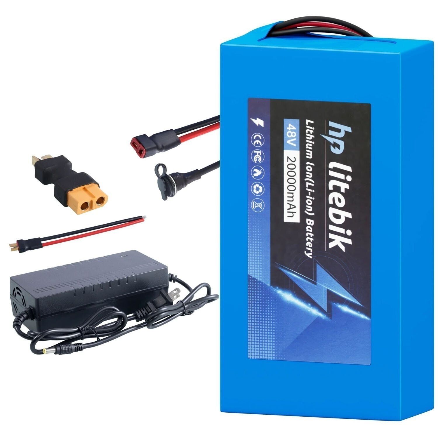 48V 20Ah Lithium Battery 30A BMS for ≤1500W Ebike Electric Bike Bicycle Scooter