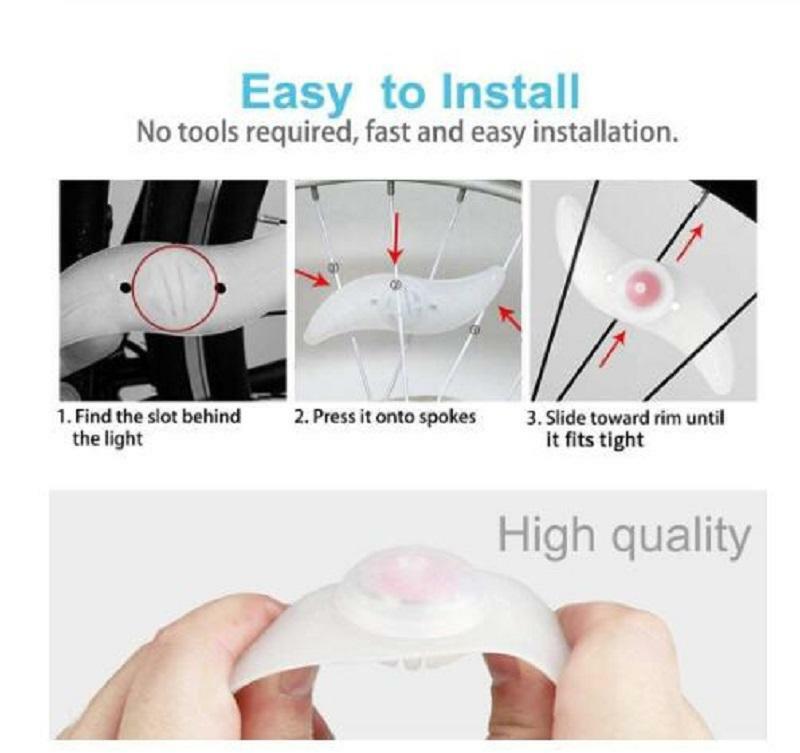 PACKS LED SPOKE REFLECTORS Glow Light-up Bicycle Mountain/Race Bike Wheel safety