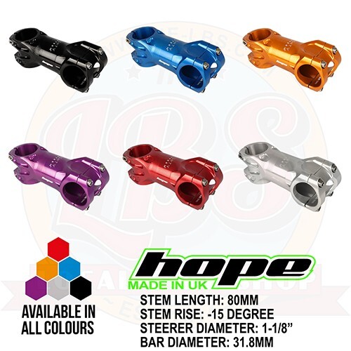 Hope RX Stem 80mm 1-1/8″ Steerer 31.8mm Bar 15 Degree – All options – Brand New