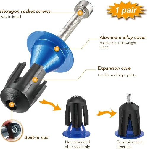 Bike Handlebar Ends Caps with ScrewColor: Black Color: Black