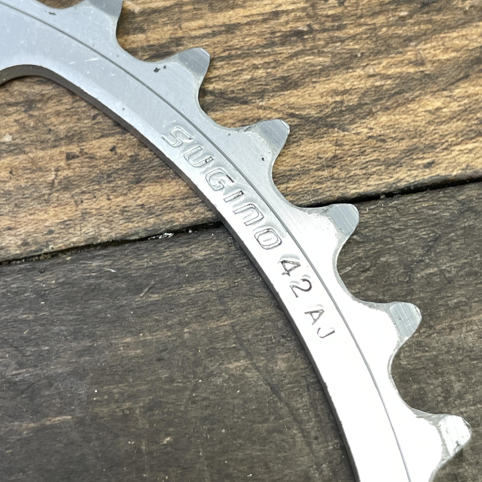 Vintage Sugino 52/42T Chainring Set 144 BCD 5-Arm Silver Road Race Alloy AJ