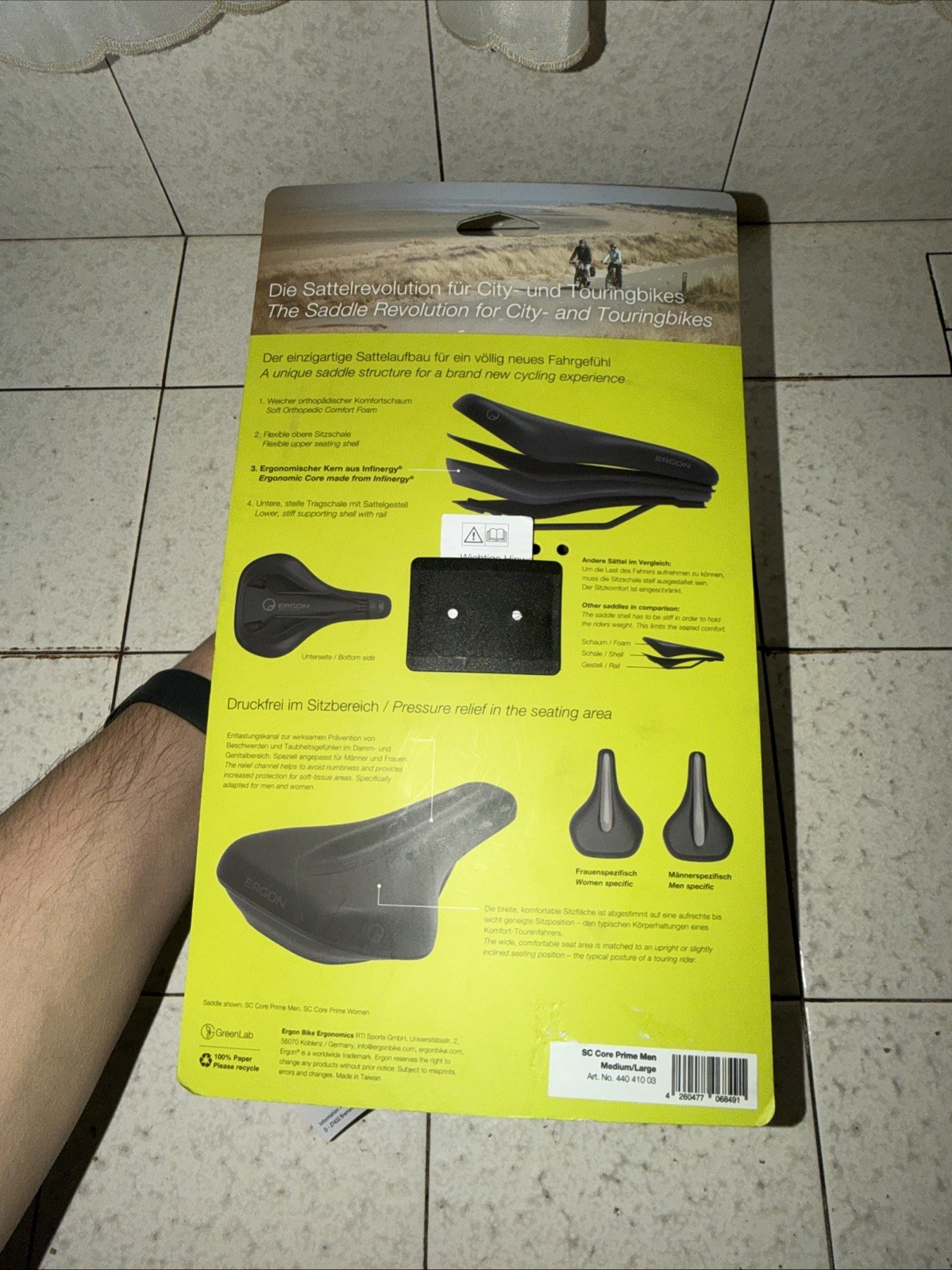Ergon SC Core Prime Medium / Large Men’s Bicycle Saddle City / Tour