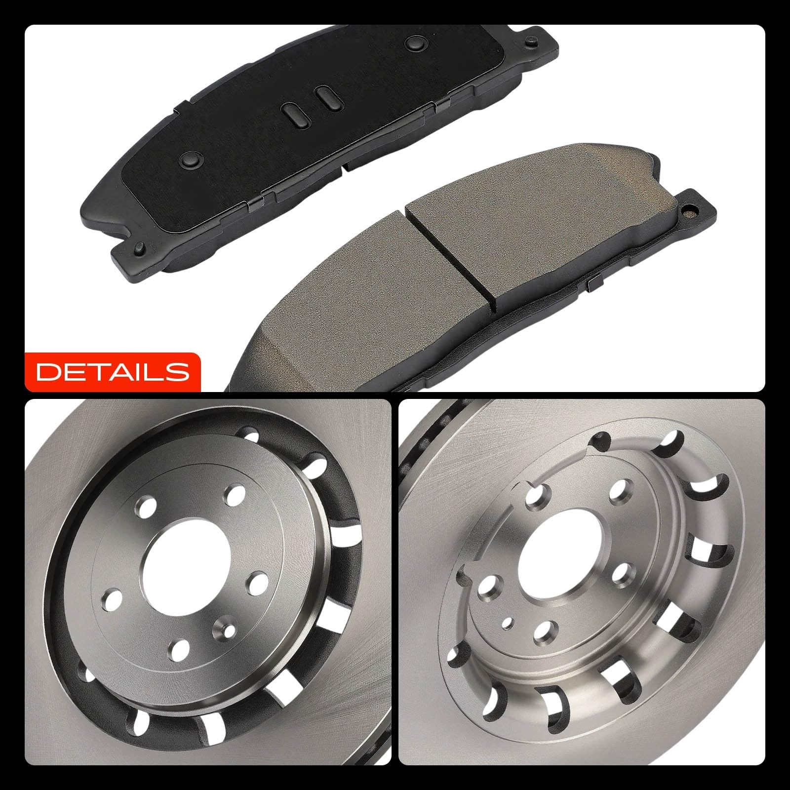 A-Premium 13.86 inch (352mm) Front Vented Disc Brake Rotors + Ceramic Pads Ki…