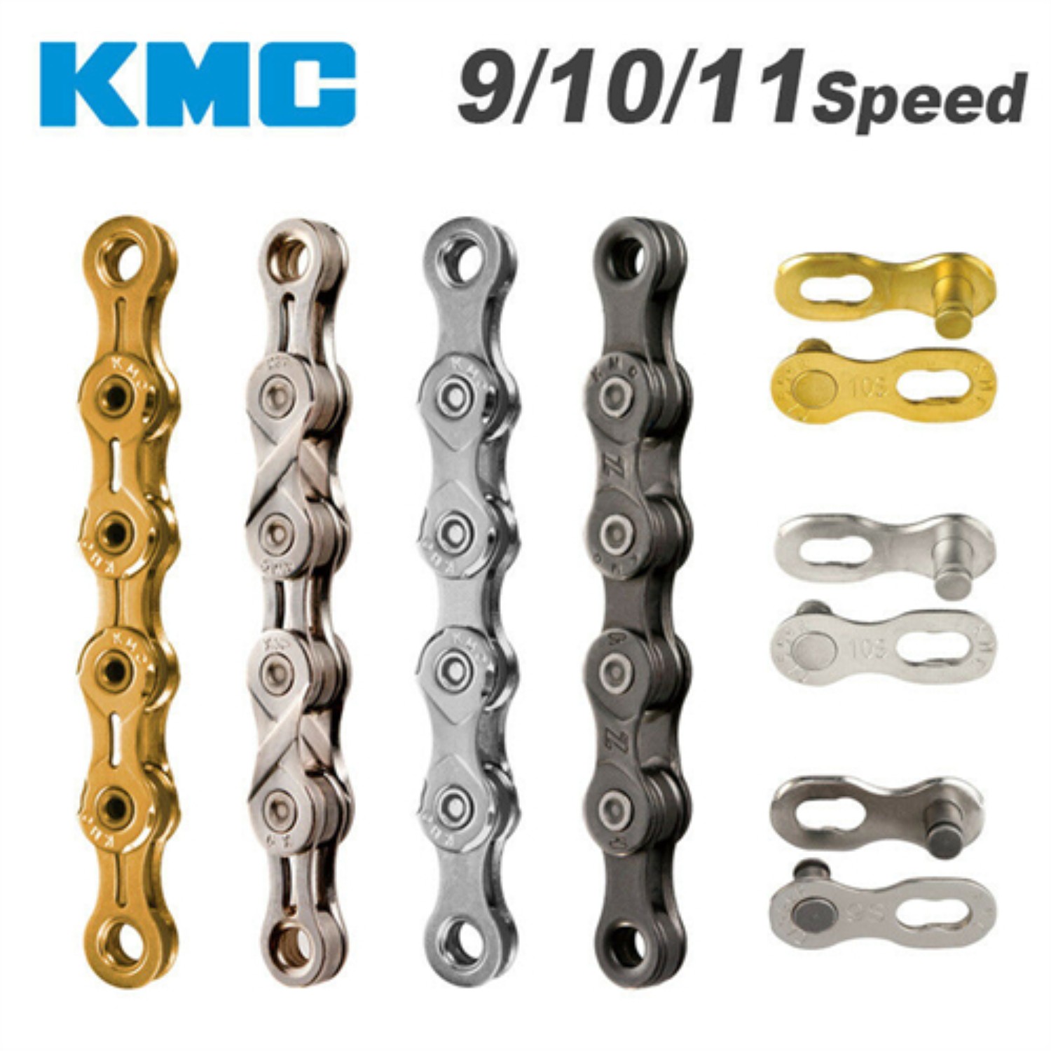 KMC 6 7 8 9 10 11 12 Speed Bike Chain MTB Road 116L 118L with 2x Missing Link