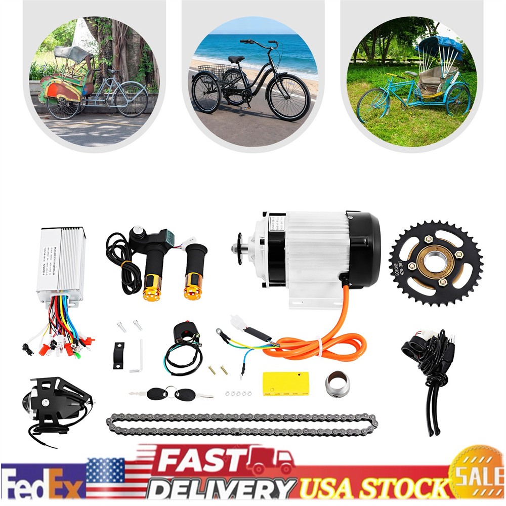 New 48V 750W Electric 3-wheel Bike Brushless Motor Kit For Adults Tricycle Trike