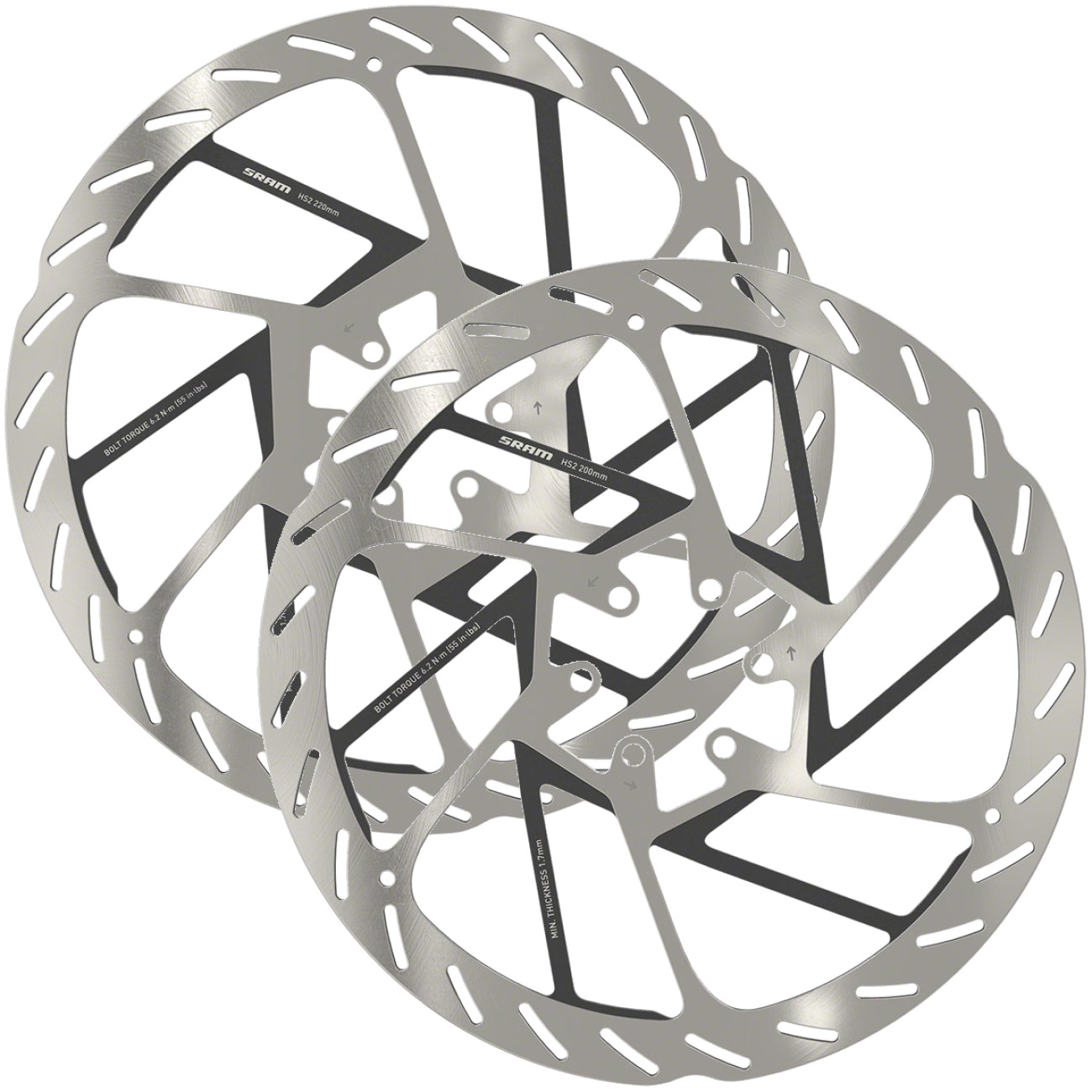SRAM HS2 Disc Brake Rotors Bundle – 200mm & 220mm, 6-Bolt MTB Heat Dissipation,