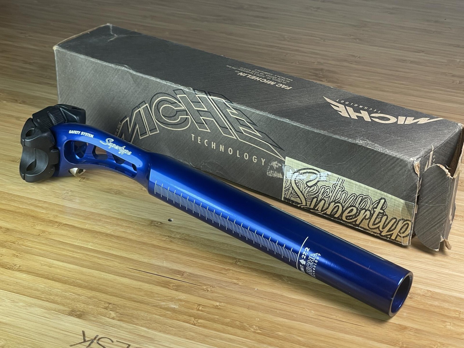 NOS Miche Super Type Seat Pillar Seatpost 27.2 x 250mm – Blue Anodized