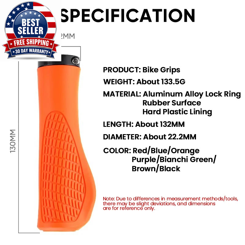 Bike Grips Rubber Mountain Bike Handlebar Cover Cuffs Shock Absorber anti Slip B