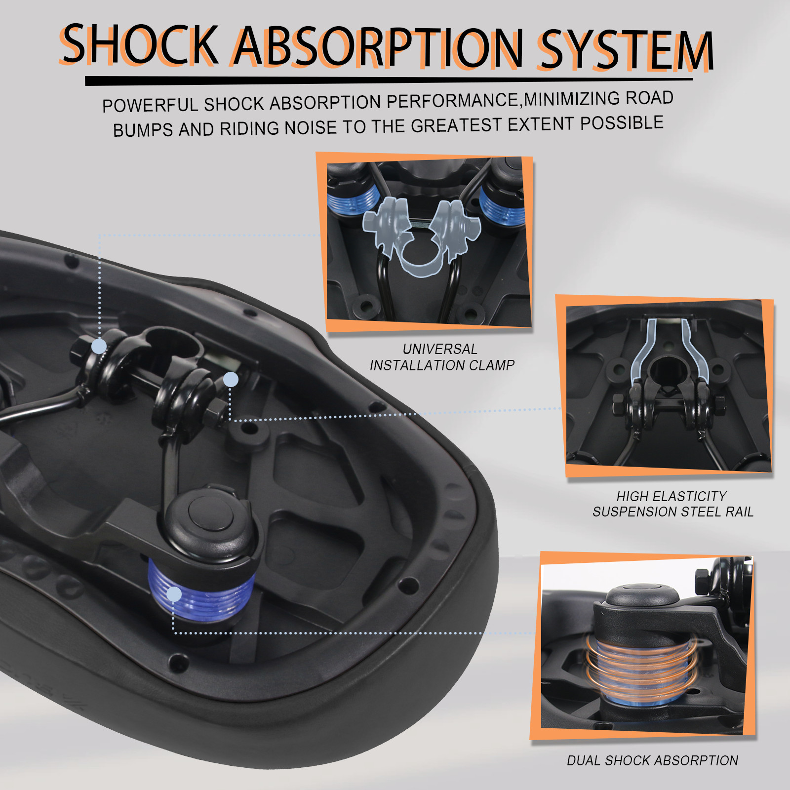 Oversized Comfort Bike Saddle Bicycle Seat Noseless Pad Shock Ergonomic Cushion