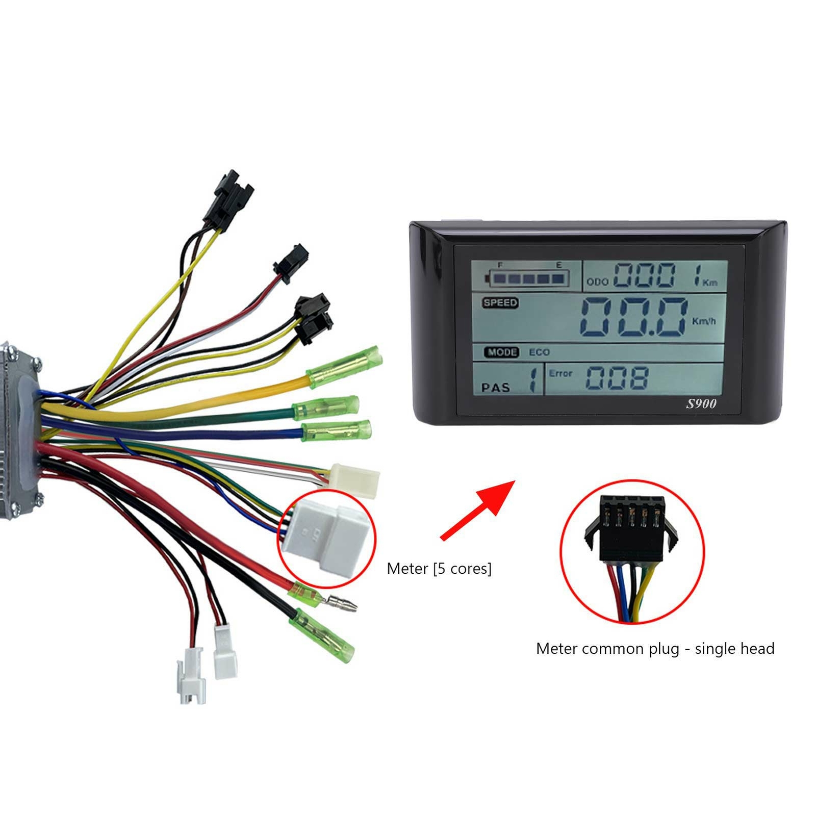 36V/48V 500W/750W E-Bike Brushless Motor Controller with S900 LCD Display Panel
