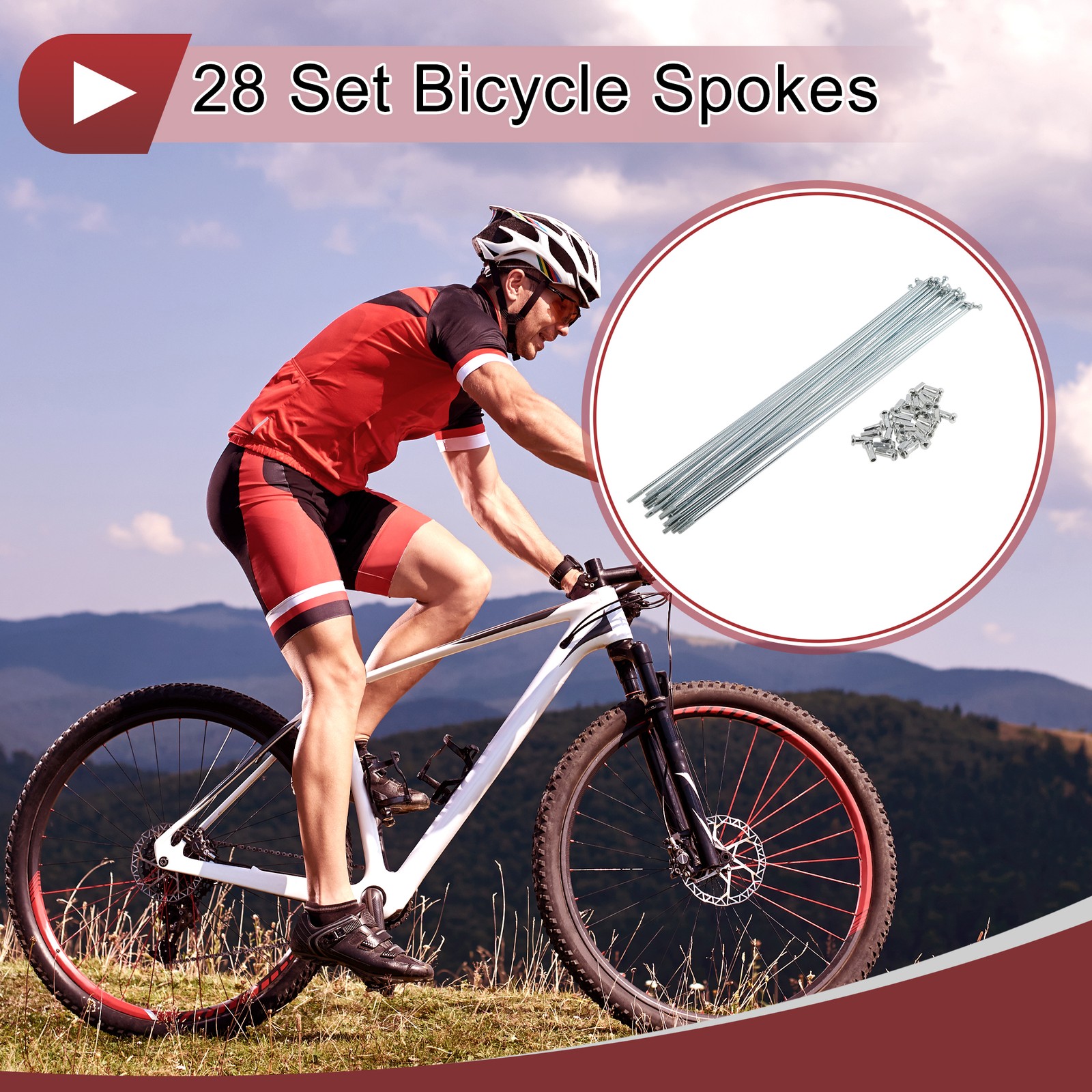 12G Bicycle Spoke 265 mm Bike Wheel Spoke Galvanized Carbon Steel Silver Tone